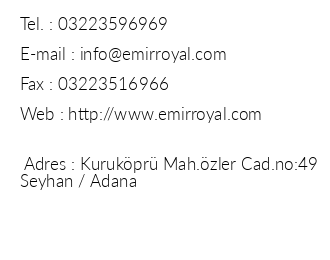 Emir Royal Hotel Luxury iletiim bilgileri